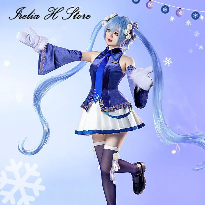 

Irelia H Store mi&ku Cosplay Costume Snow mi&ku JK dress female Halloween Costume