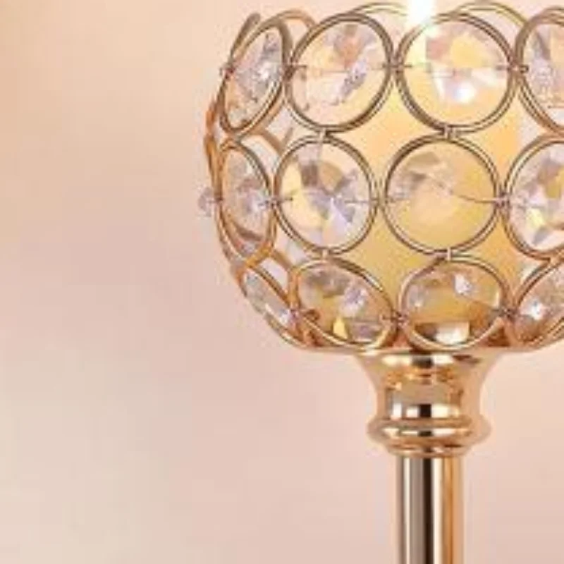 1Pcs Gold Silver Metal Glass Candle Holder Tealight Candlestick Wedding Table Centerpiece Decor
