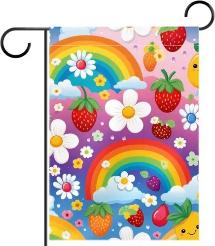 Daisy Flowers Rainbow Garden Flag Vertical Double Sided Farmhouse, 12x18 XXQ