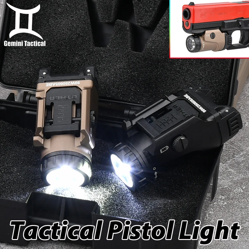 

WADSN 800 Lumens Pistol Light LED Strobe Tactical Flashlight Hunting Gear Weapon Gun Scout Lamp For GLOCK17 18 19 Fit 20mm Rail