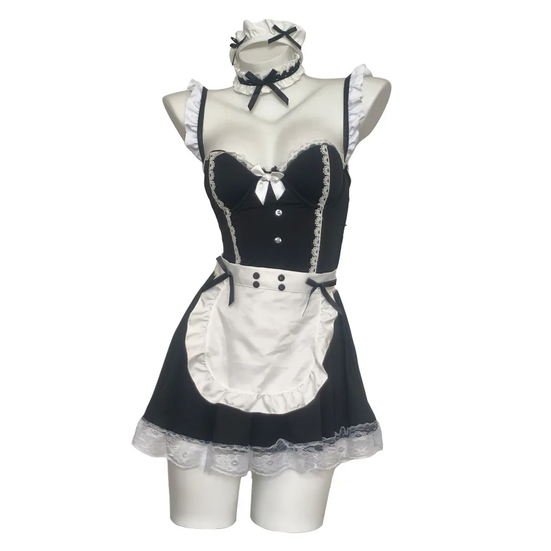 

Japanese Maid Dress Cosplay Costumes Uniform Lace Sexy Lingerie Anime Coffee Bar Lady Outfit French Apron Servant Bow Dress Set