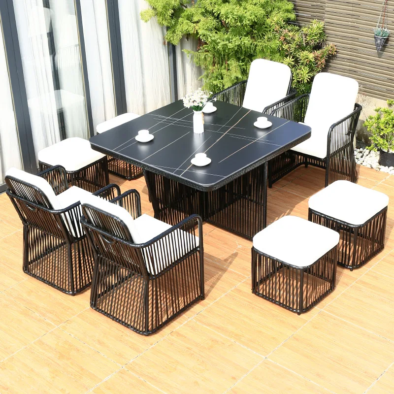

Suite Courtyard Rattan Chair Courtyard Terrace Garden Outdoor Casual Tea Table Outdoor Defense