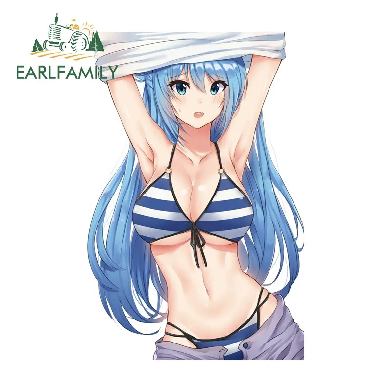EARLFAMILY  Swimsuit Position Aqua Car Stickers Artistic Seductive Vehicle Scooter VAN JDM Decals Personality Car Accessories