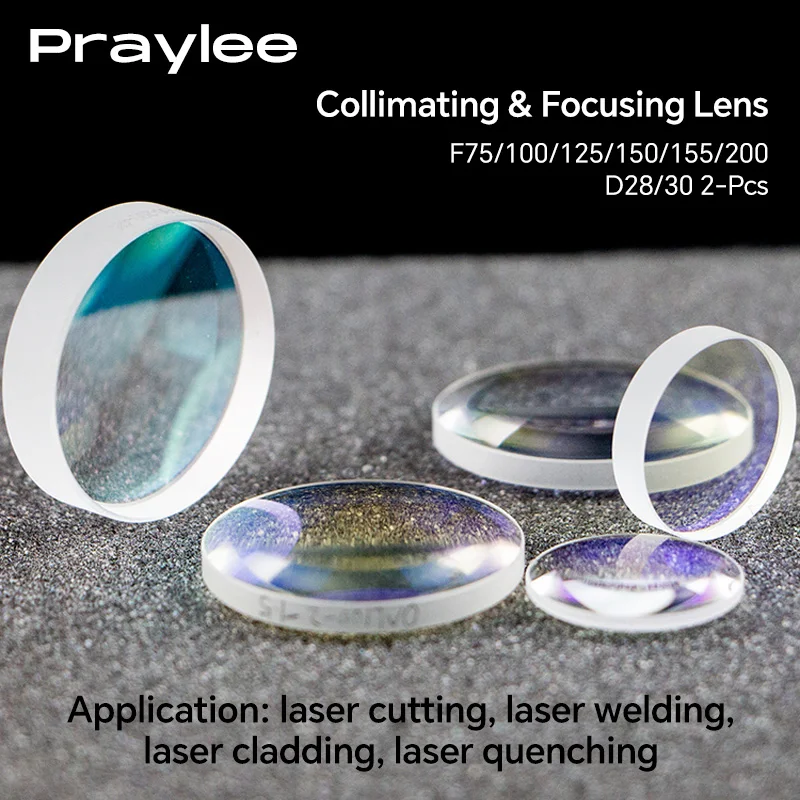 Laser Collimator Focusing Lens Aspherical D28 D30 F75/100/125/150/155/200mm Lenses 1064nm Quartz Fused Silica for Laser Head