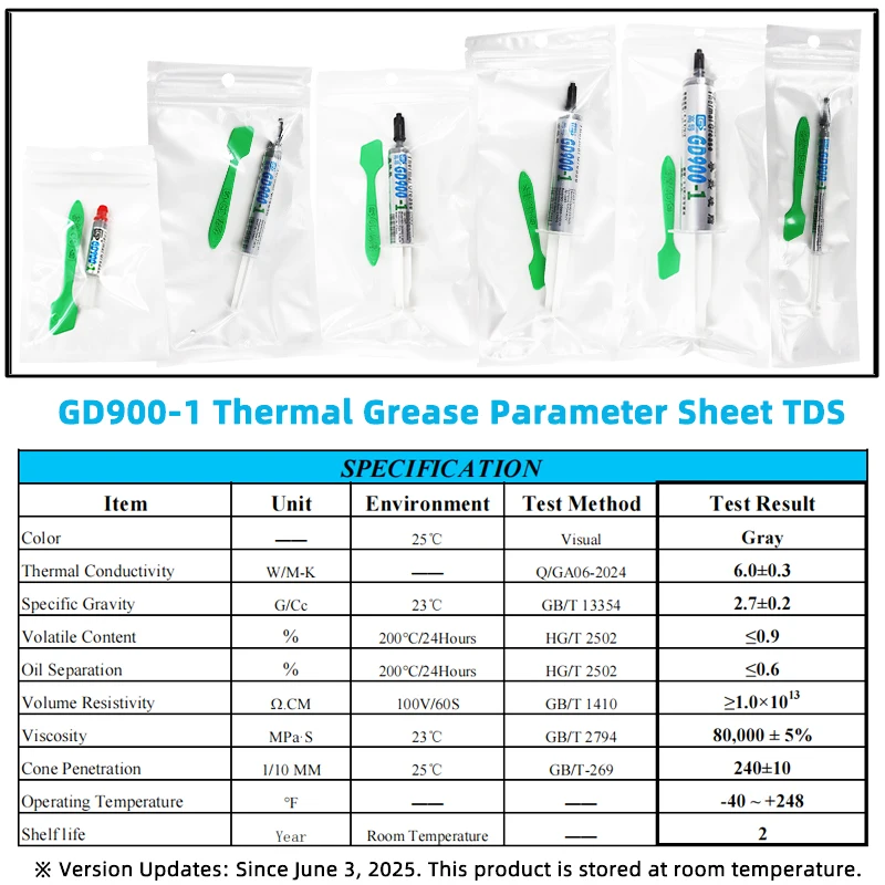 GD900-1 Thermal Conductive Grease Paste Plaster Heat Sink Compound Net Weight 1/3/7/15/30 Grams Gray for CPU  LED GPU SSY