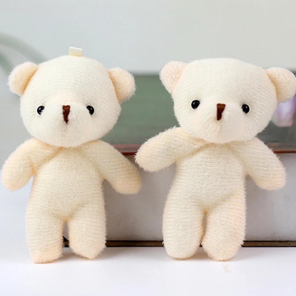 15 Pcs Plush Bear Bulk Pendant Cartoon Mini Joint White Pp Cotton Keychain Decor