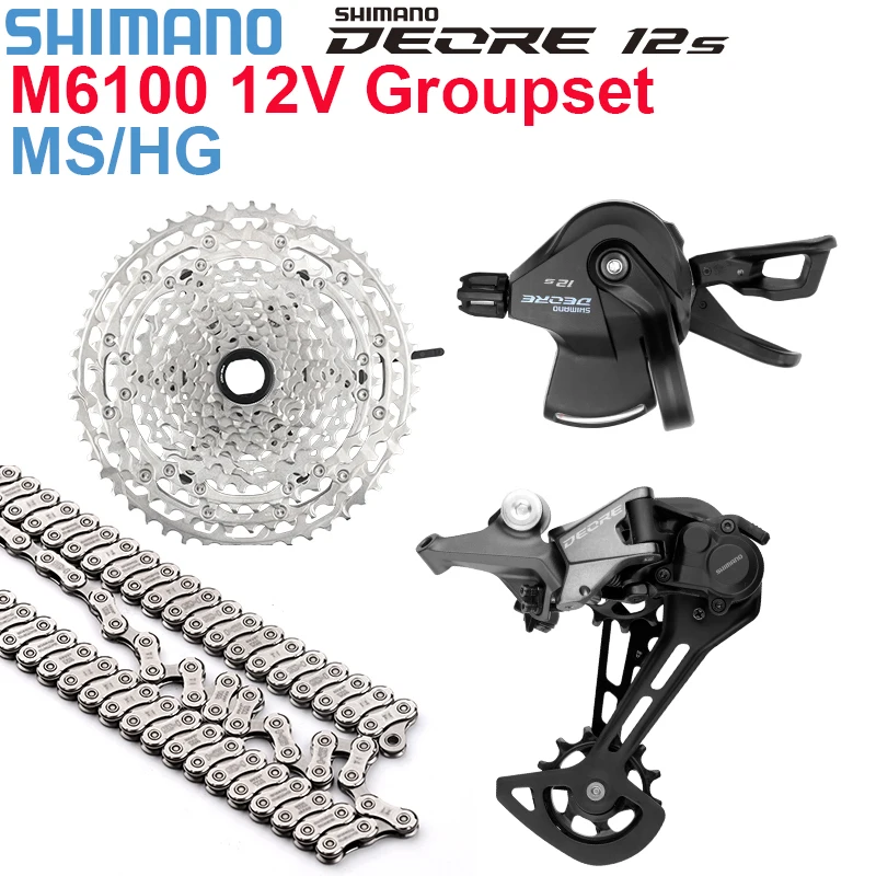 

SHIMANO DEORE M6100 12V Groupset Mountain Bike M6100 Rear Derailleur+SL M6100 MS 51T HG 46/50/52T Flywheel KMC X12 12S Kit