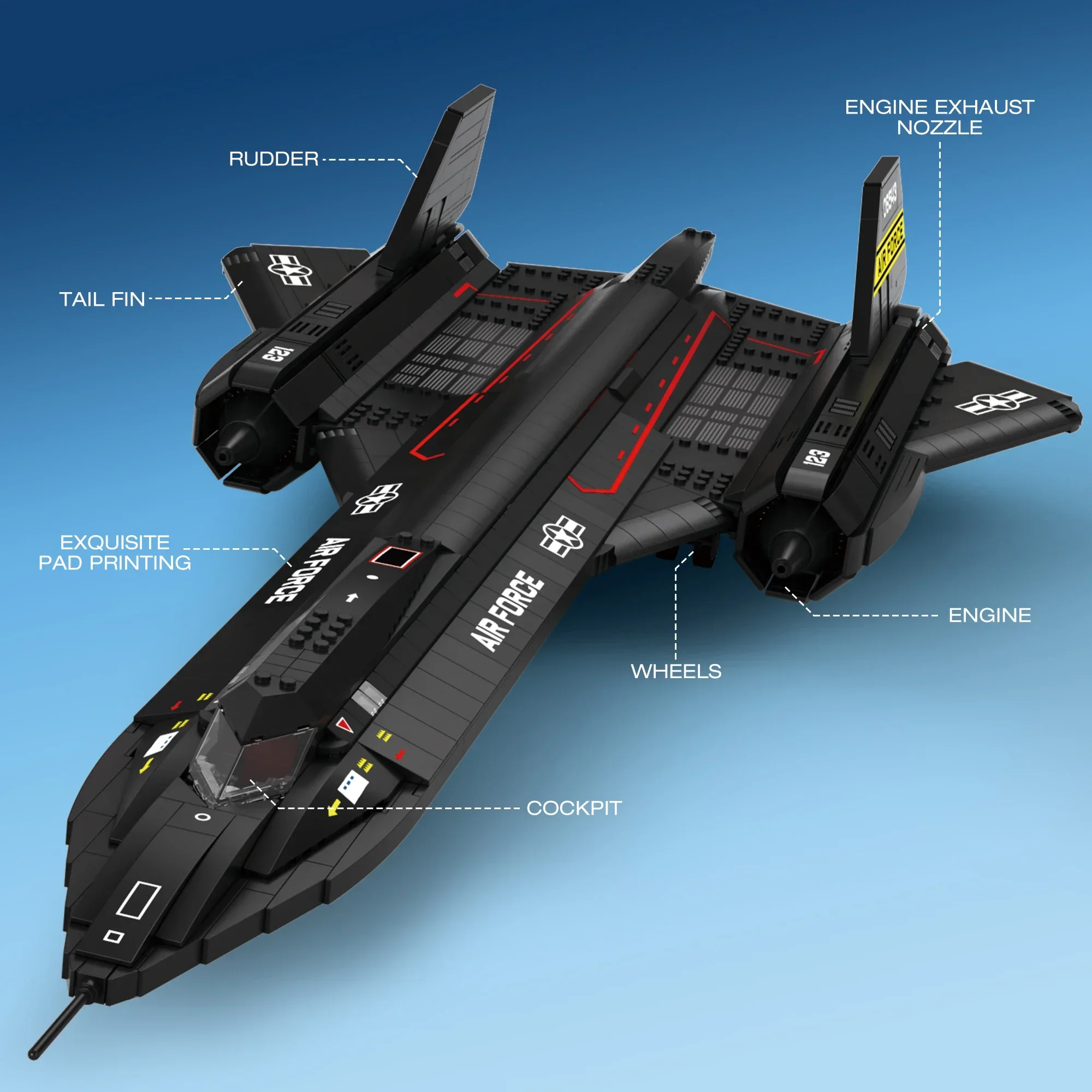 1775PCS SR-71 Blackbird Fighter Building Blocks Air Forceลาดตระเวนเครื่องบินเครื่องบินรุ่นอิฐชุดเด็กDIYของเล่นของขวัญ