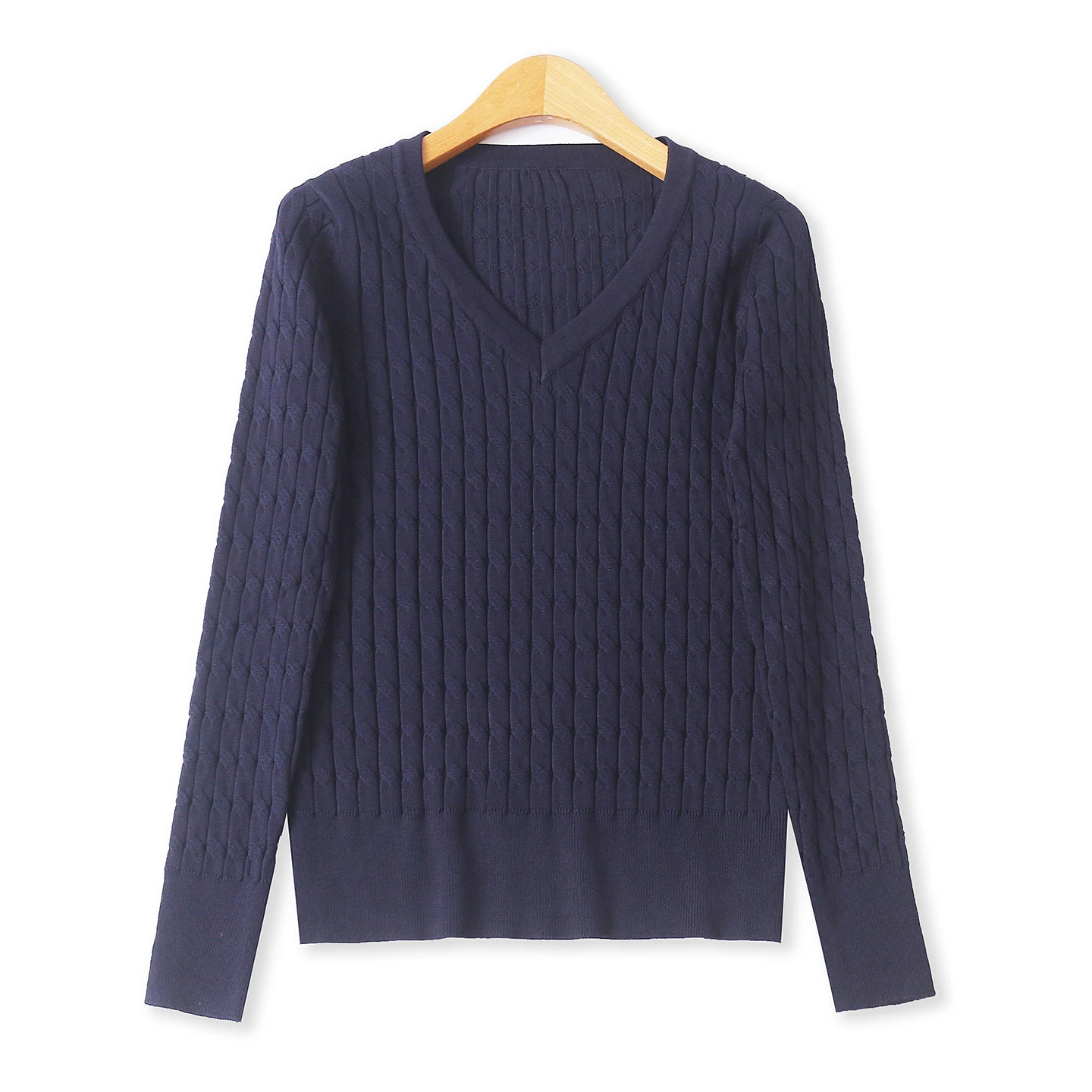 

Women's Slim Fit Long Sve Knitted Sweater V-Ne Twist Pure Color Elastici Autumn New Sle Faionable Commute Wear