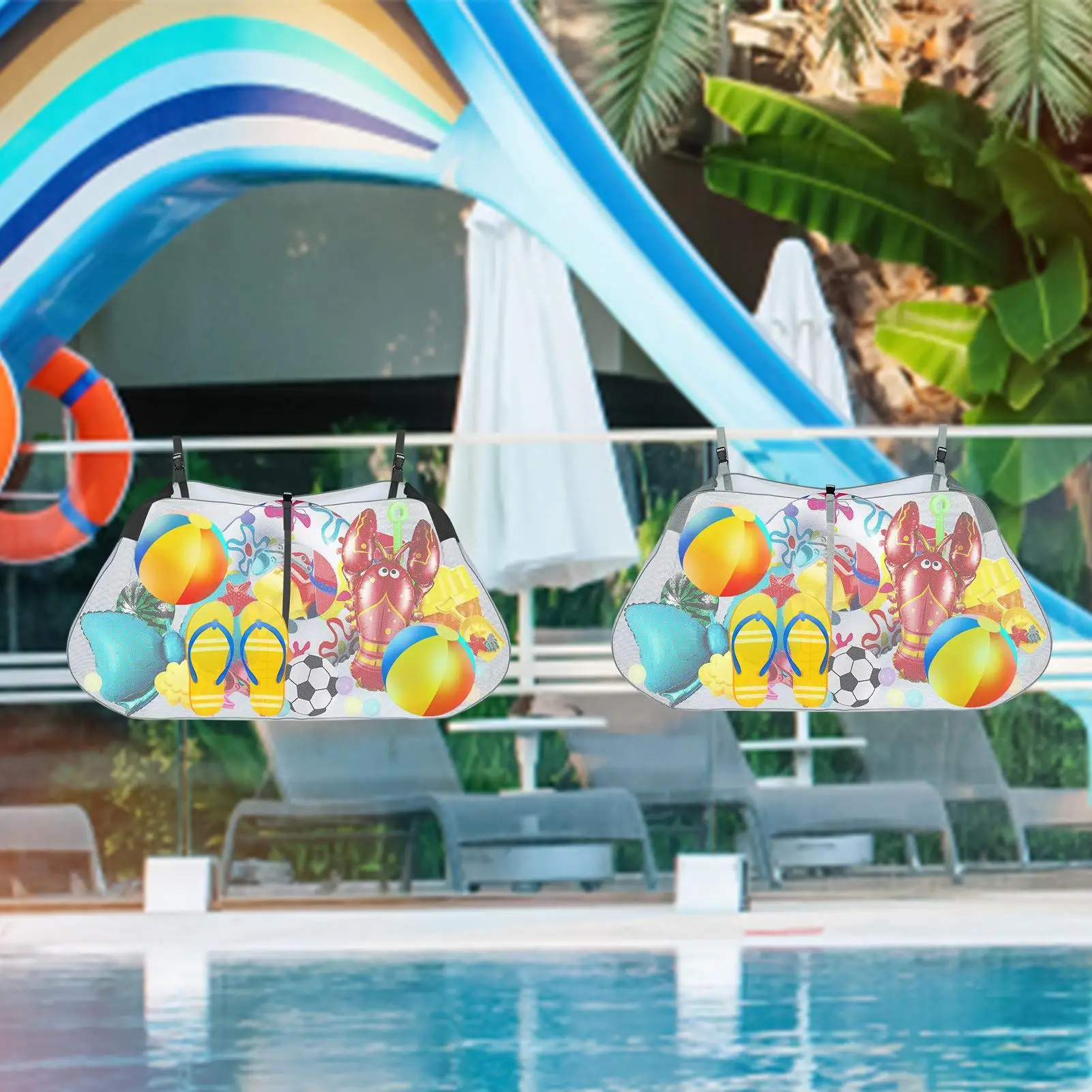 

Large Capacity Adjustable Hanging Swimming Pool Storage Bag Net Bag Swimming Equipment Storage Bag