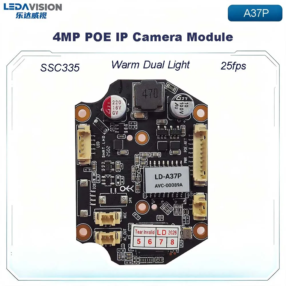 Модуль IP-камеры 4 МП POE A37P SSC335 с теплым двойным освещением, AI-обнаружением человека, двусторонней аудиосвязью, плата CCTV, ONVIF, 25 кадров/с
