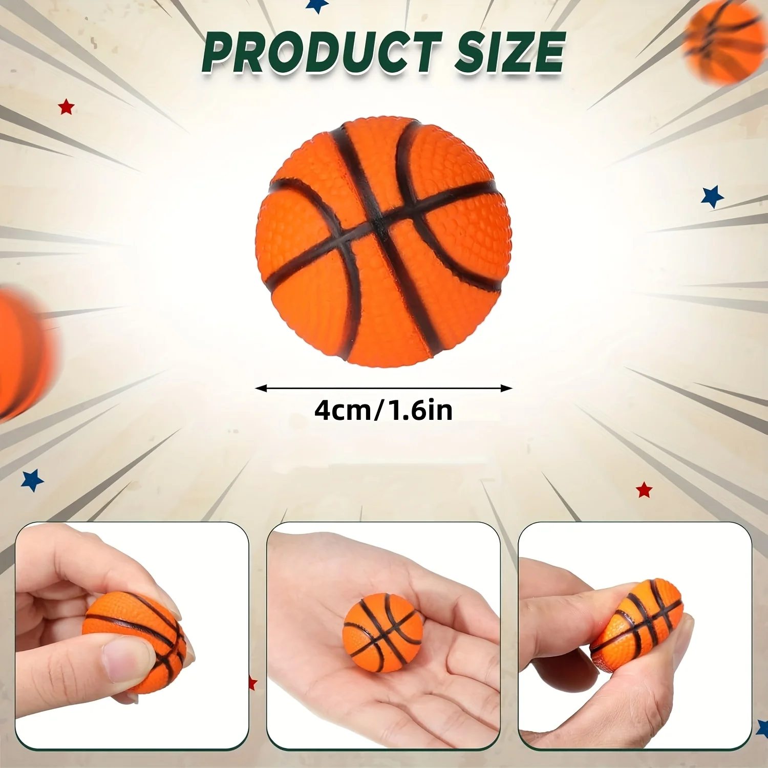 8pcs Mini Basketball Stress Balls Bulk Squeeze Basketballs Party Favors Decoration for Adults Decompression Toy School Sports