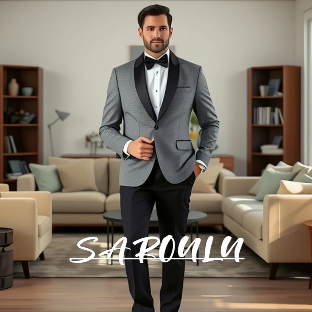 

Premium Men's Formal Dinners & Ceremonies Suit, Blazer Pants Bow Tie 3pcs Set, Shiny Stylish Wedding Groom Wear, Dancing Tuxedo