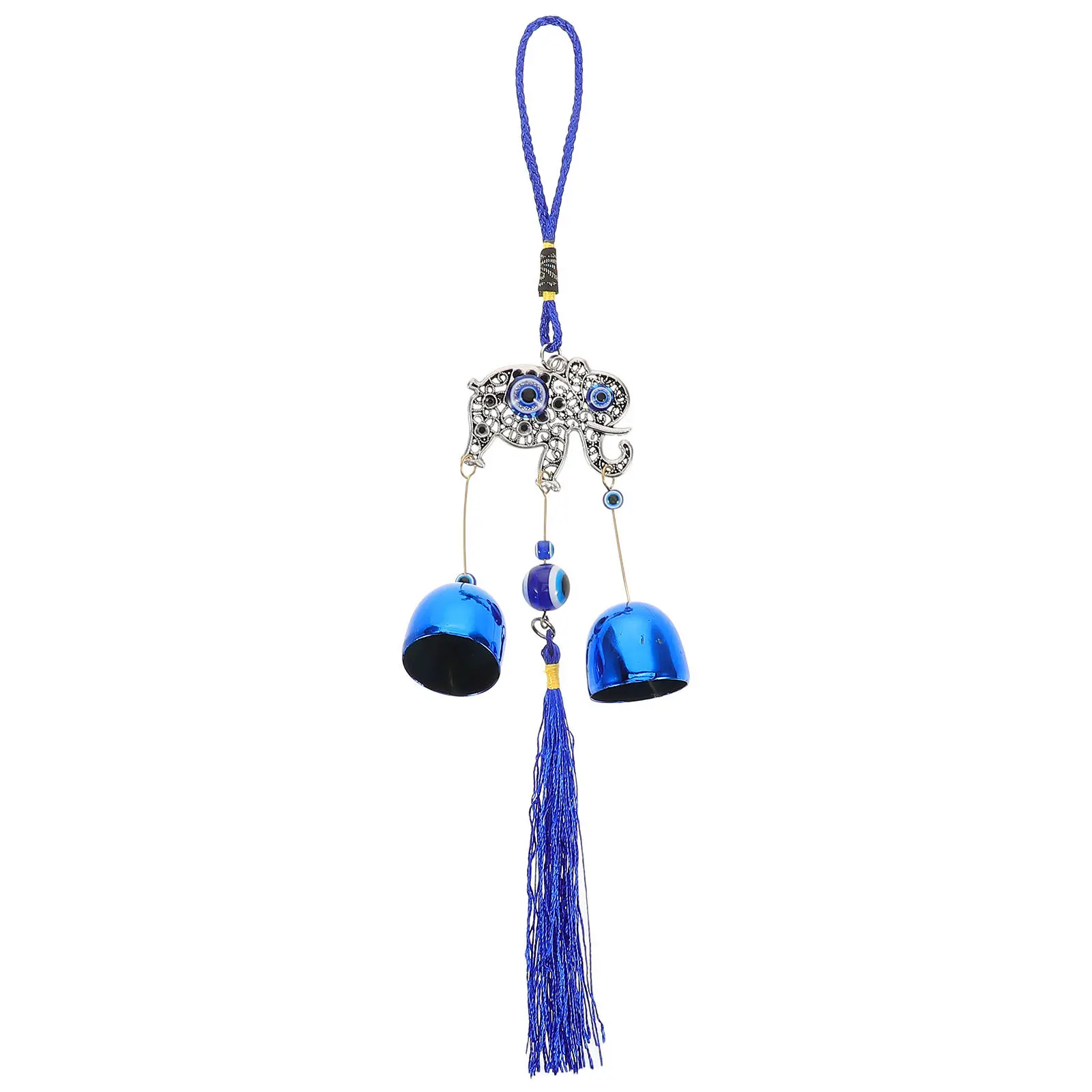 Evil Eye Car Hanging Decor Metal Blue Eye Wind Chime with Graceful Tassel Feng Shui Charm for Vehicle Interior Good Luck