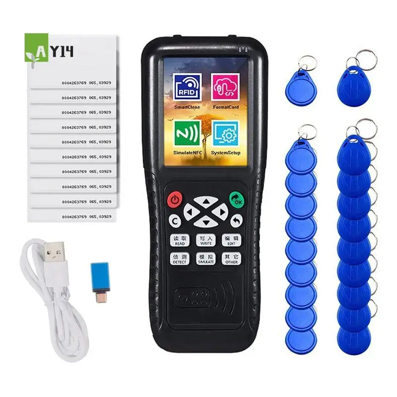 AY14 -1Set ABS Smart Card Reader Writer RFID Copier English Version Icopy X100 ID IC Reader