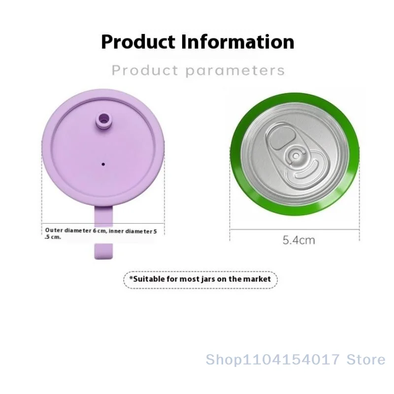 

Silicone Can Lid Dishwasher Safe Spill Resistant Reusable Cover with Straw for Beer Beverage Container Secure Closure