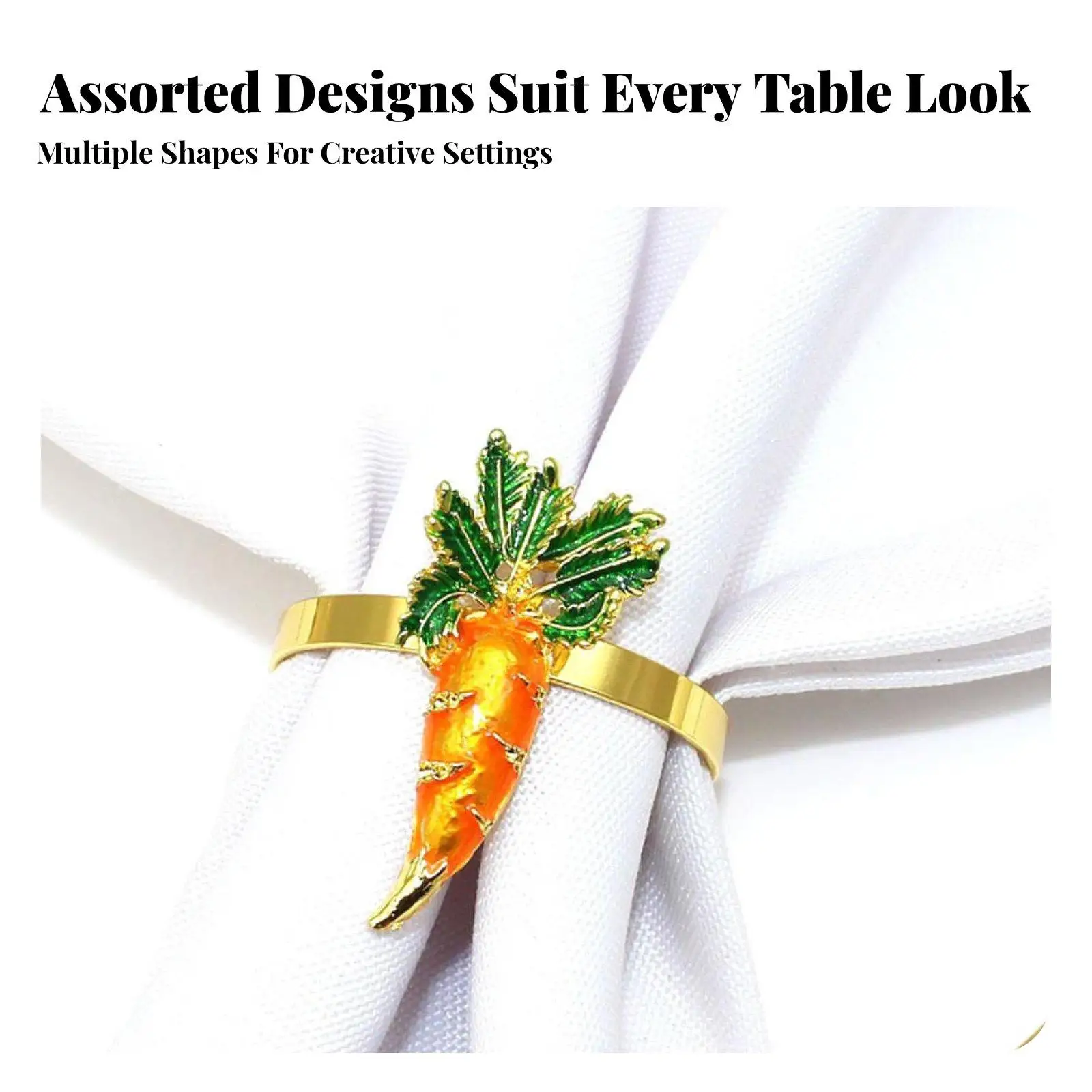 Easter Rabbit Napkin Ring Set Metal Enamel Table Decoration for Festive Dinner Party Holiday Dining Table Accessories