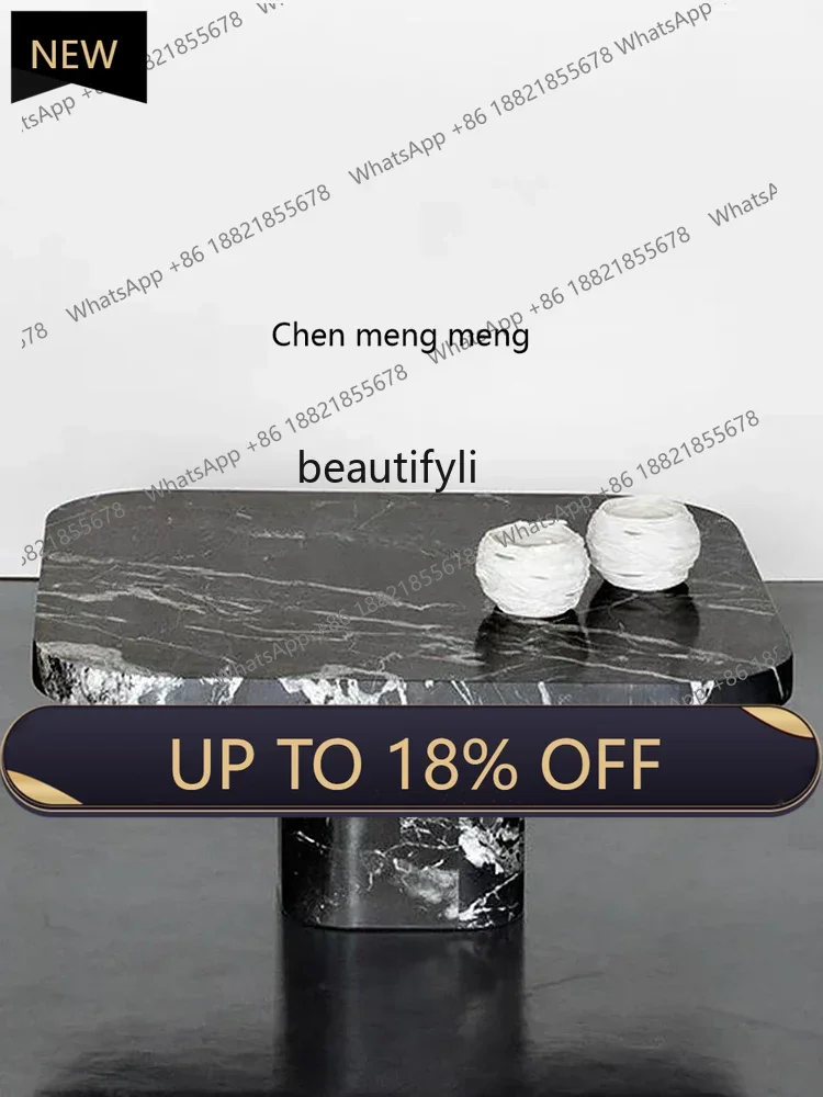 

P178 Living Room Sofa and Tea Table Nordic Style Natural Black Marble Small Coffee Table Designer Simple Square Table