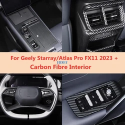 Car Rear Air Vent Outlet Gear Shift Lift Switch Panel Trim Carbon Fibre Interior For Geely Starray/Atlas Pro/Boyue L FX11 2023 +