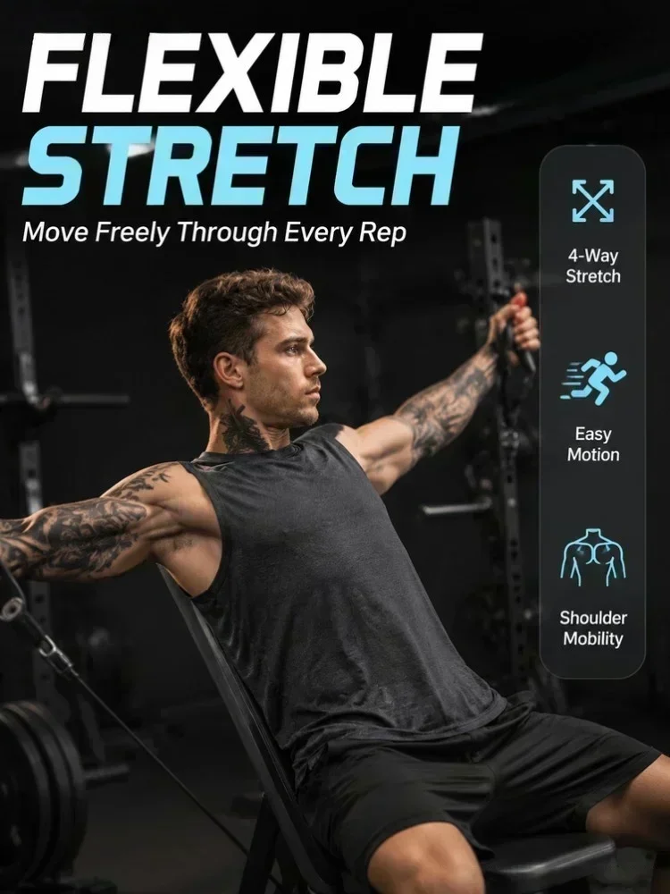 Herren-Fitness-Tanktop mit Spinnenmuster, leicht, atmungsaktiv, schnelltrocknend, elastisches Sporttop ohne Ärmel – Detail 3