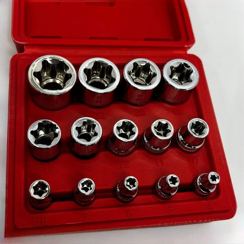Werkzeug zur Wartung von Ölpumpen, 14-teiliges E-Typ 6-Blüten-Steckschlüssel-Set – Detail 2