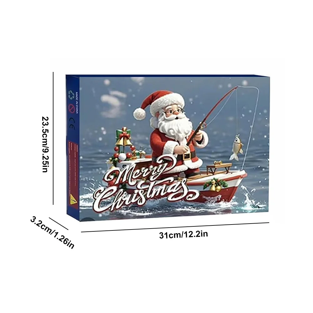 Fishing Advent Calendar 2024,24 Days Fishing Lure Christmas Countdown Calendar Fishing Tackle Xmas Gift for Anglers/Grandfather