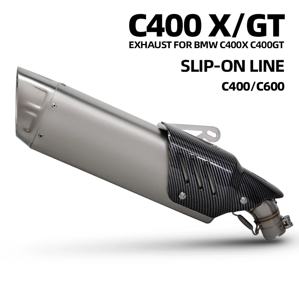 

Motorcycle Slip on Line Exhaust For BMW C400 X C400 GT 2018-2020 C600Sport C650GT 2010-2015 Middle Pipe with M12 Muffler