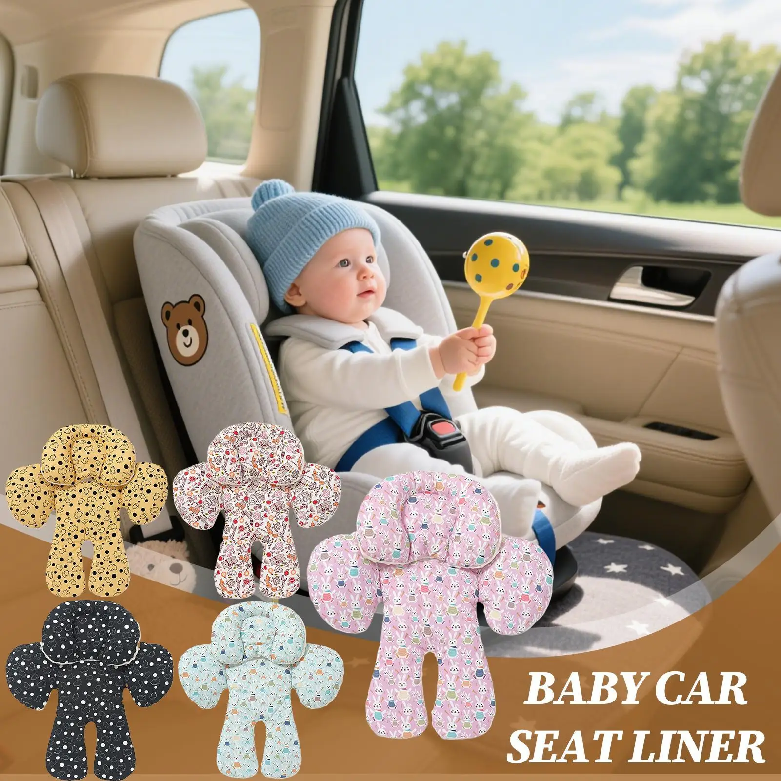 Car Seat Insert Baby Car Seat Protector Removable Head Support Adjustable Height Protector Cover Cushion For Vehicle SUV Truck