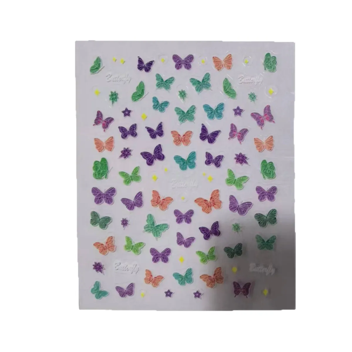 Butterfly Wing Stickers Iridescent Flowing Light Waterproof Non Toxic Multifunctional for Scrapbook Nail Art Kids Nails view 5