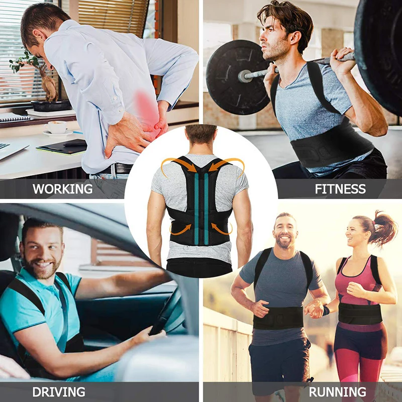 Back Brace Posture Corrector Adjustable Posture Girdle for Upper and Lower Back Pain Relief Shoulder Straightener Lumbar Support