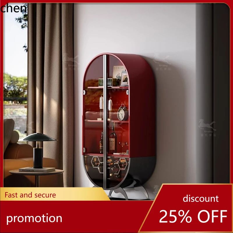 

CZ Home Living Room Wine Cabinet Display Cabinet High-end Stainless Steel Multi-functional Glass Storage Cabinet