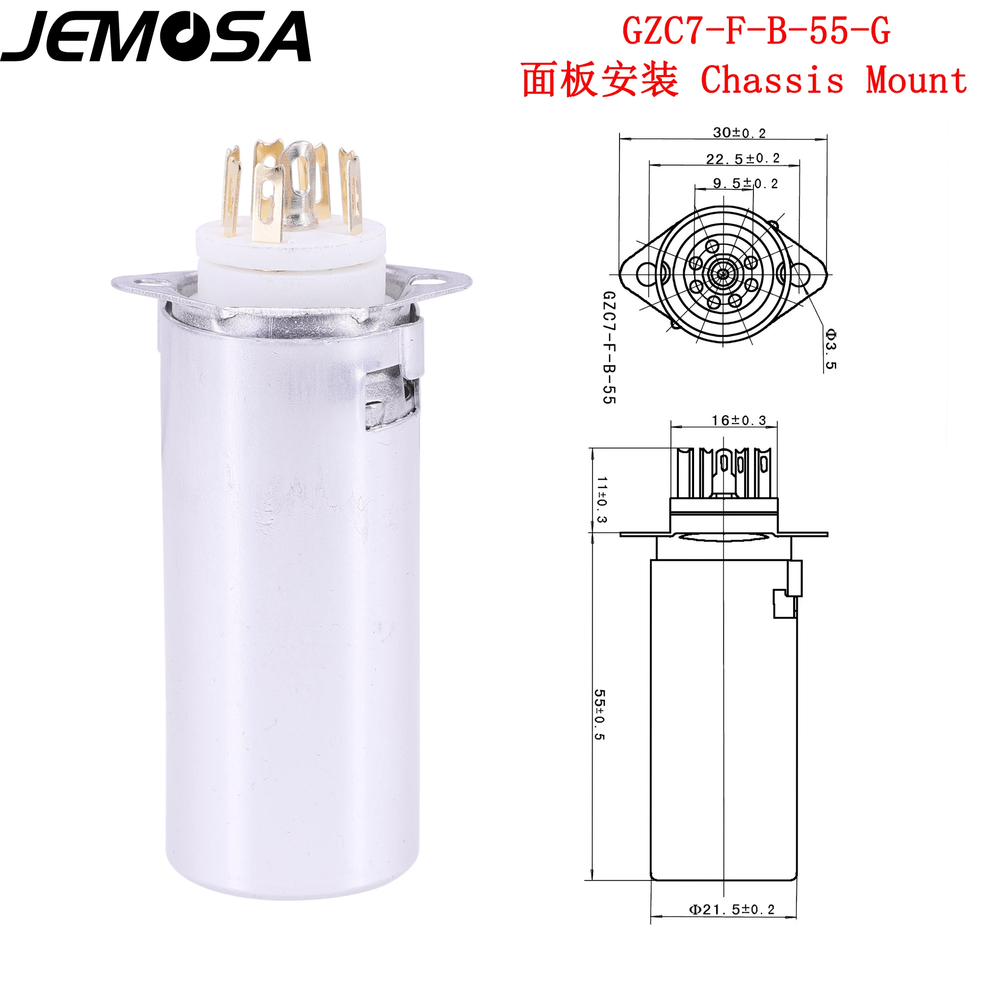 10PCS 7Pin Tube Socket Ceramic With Aluminum Shield For EC92 6H2 EZZ91 6X4 EZ90 6Z4 6AU6 6J4 6AQ5 EF94  6J1 6C4 Vacuum Tube Amp