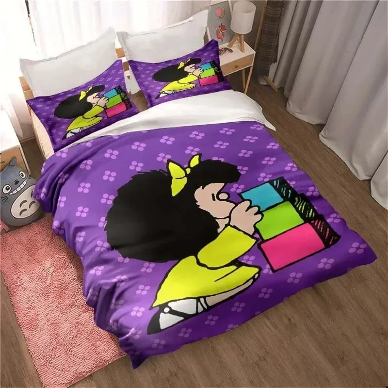 

3D Kawaii Anime Mafalda All Season Twin Printed Bed Set Duvet Cover Pillowcase Bedding Set Linen Sheet Quilt Cover Queen Size