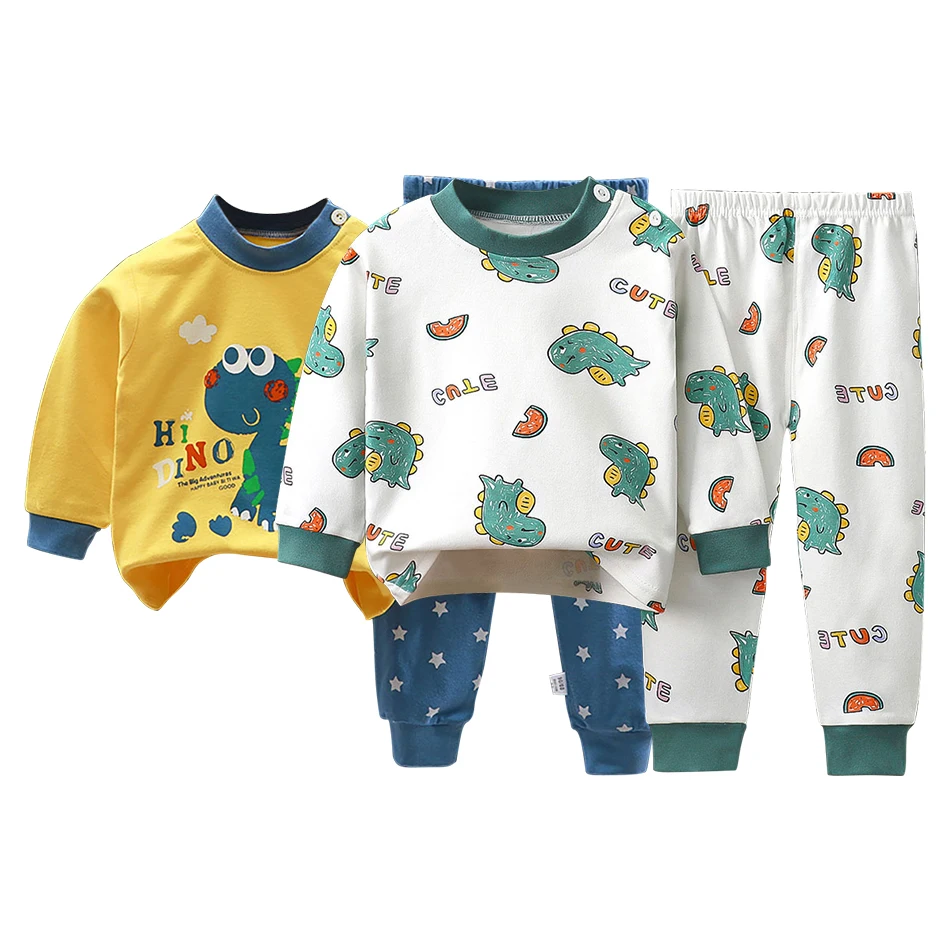 Children Clothing Comfort for Kids Cotton Pajamas Set Long Sleeves and Full Length Pants Boys Girls Fashion Casual Children Sets