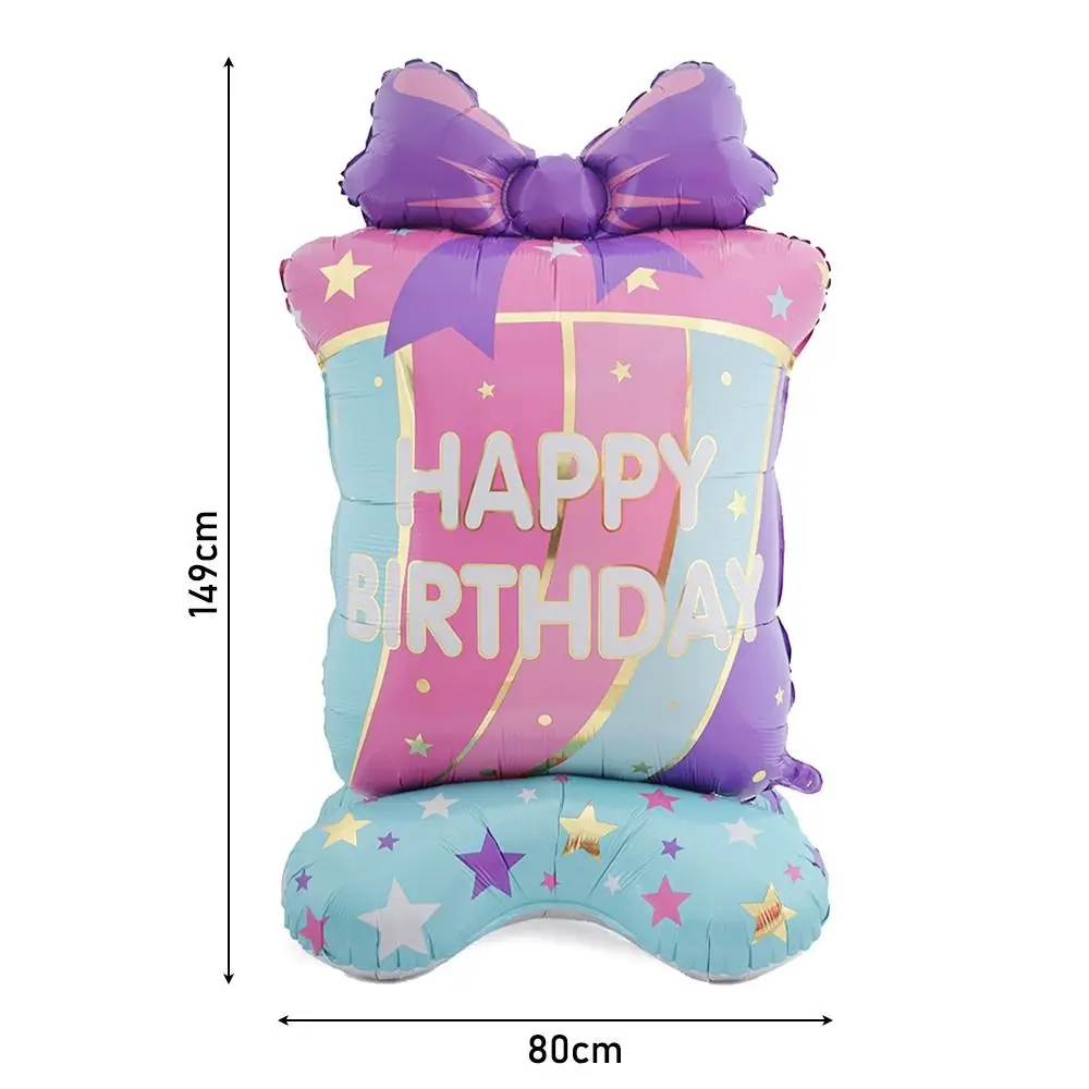 Foil Balões Gift Box, Stand by Air, Happy Birthday Party Decoration, Grande, 58 polegadas