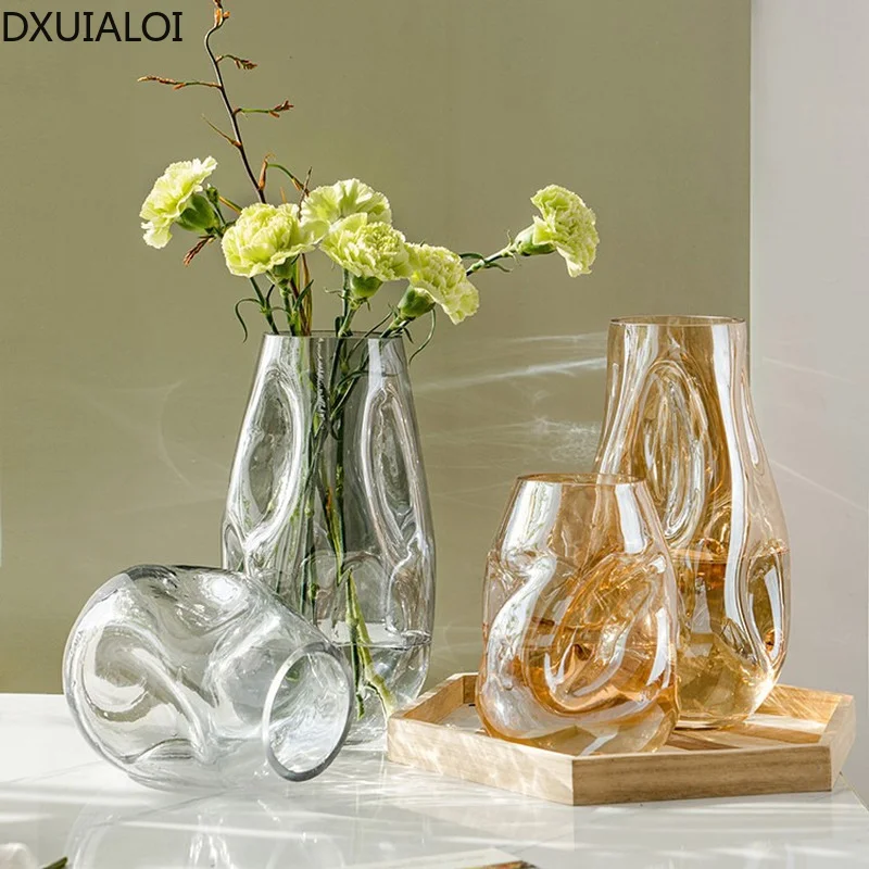 Modern minimalism special-shaped stained glass vase living room desktop flower arrangement  nordic style home decor vases