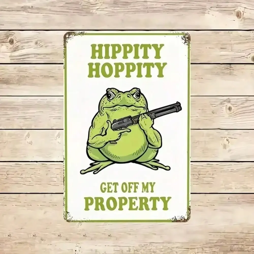 CIFBUY Retro Funny Frog Meme Rectangle Aluminum Wall Sign Humor Warning Slogan Pre‑Drilled Wall Decor