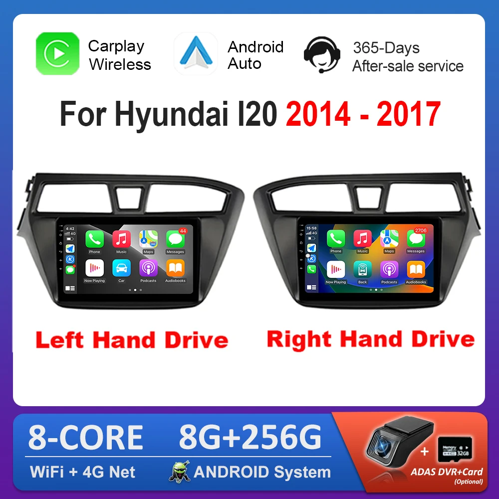 Left Right Hand Drive 9'' for Hyundai I20 2014 - 2017 Android Car Radio Multimedia Player WiFi GPS Carplay IPS Screen Auto Tools