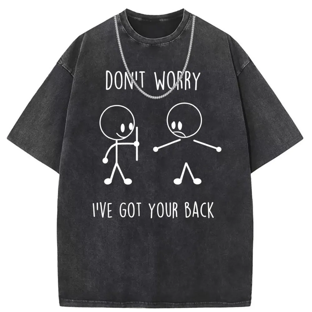 Dont Worry I Got Your Back Funny Stick Figure Tshirt Europe Long Sleeve Graphic Sweatshirt Retro Washed Tshirts