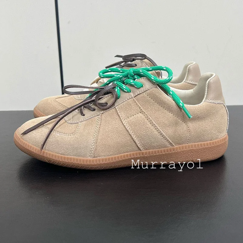 New Retro Versatile Lace-up Casual Shoes Cow Suede Splicing Flat Shoes Four Seasons Sneakers Outwear Walking Shoes Unisex