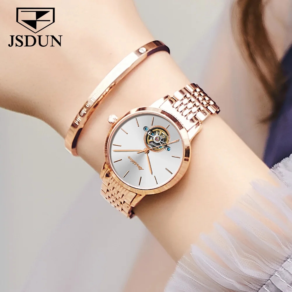 JSDUN Original Ladies Watch Best Selling Fashion Watches for Women High Quality Women\'s Waterproof Automatic Mechanical Watches