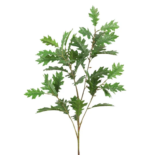 인공 오크 잎 실크 원단 잎 유연한 다리미 스템 장식, 인조 오크 잎 가지 홈 룸 장식 