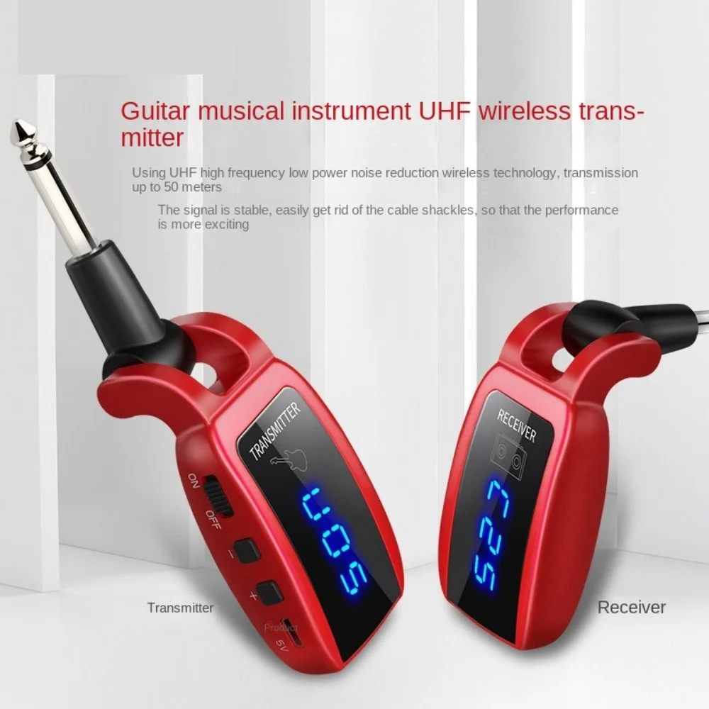 

Upgrated Wireless Guitar Transmitter LED Screen 15 Channels Transmitter Receiver Set Rotatable Plug Low energy