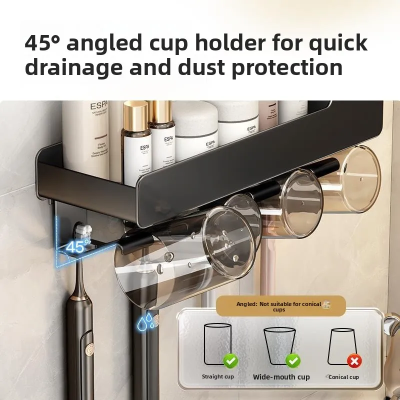  Toothbrush Holder Wall Mounted Bathroom No Drilling Toothpaste Cup Rack Family Mouthwash Cup Set Nordic Style Space ...