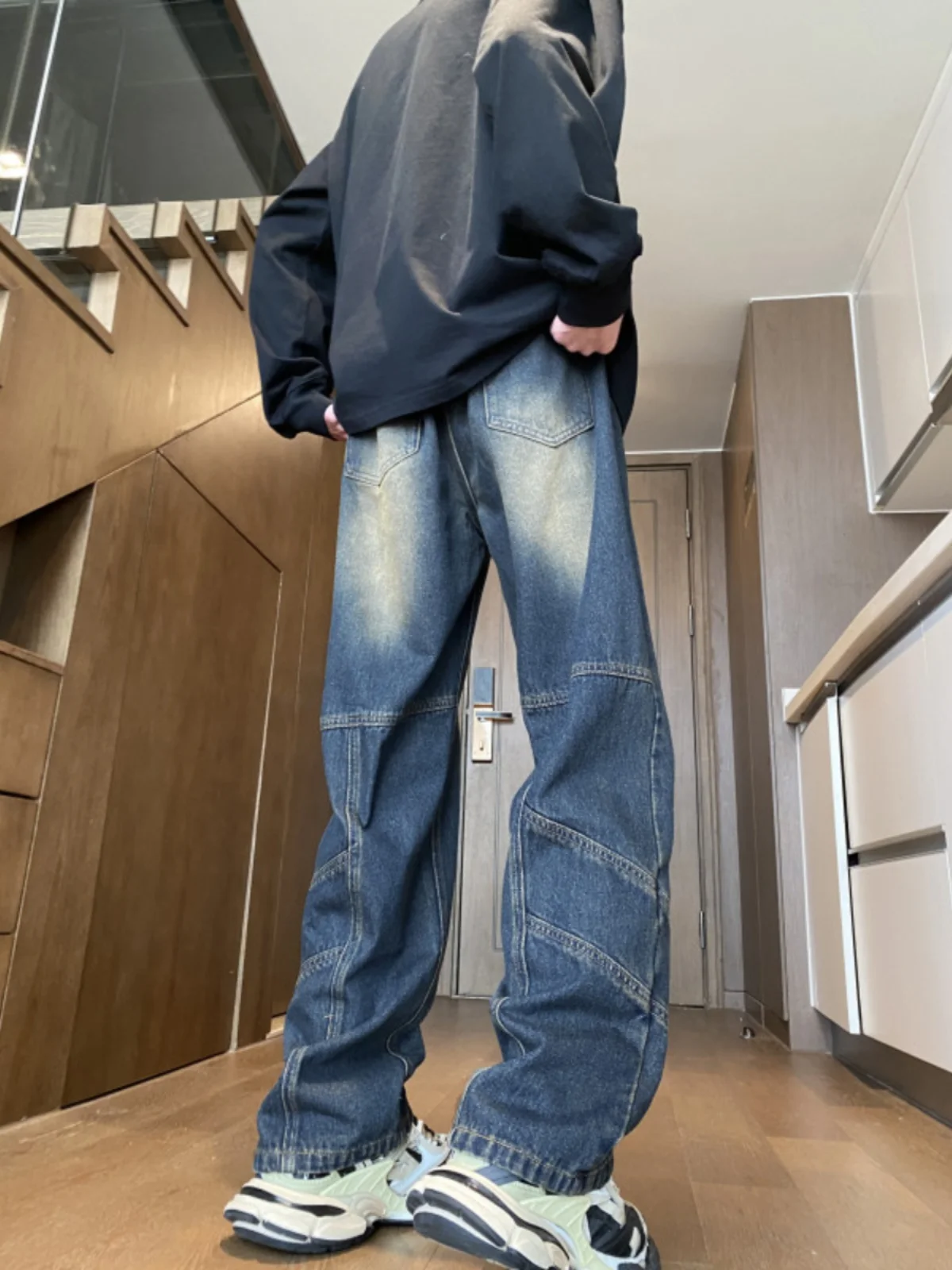 

Мужские джинсы American Sle в стиле ретро, прямые, расклешенные, модные, повседневные, износостойкие, эластичные, весна-осень