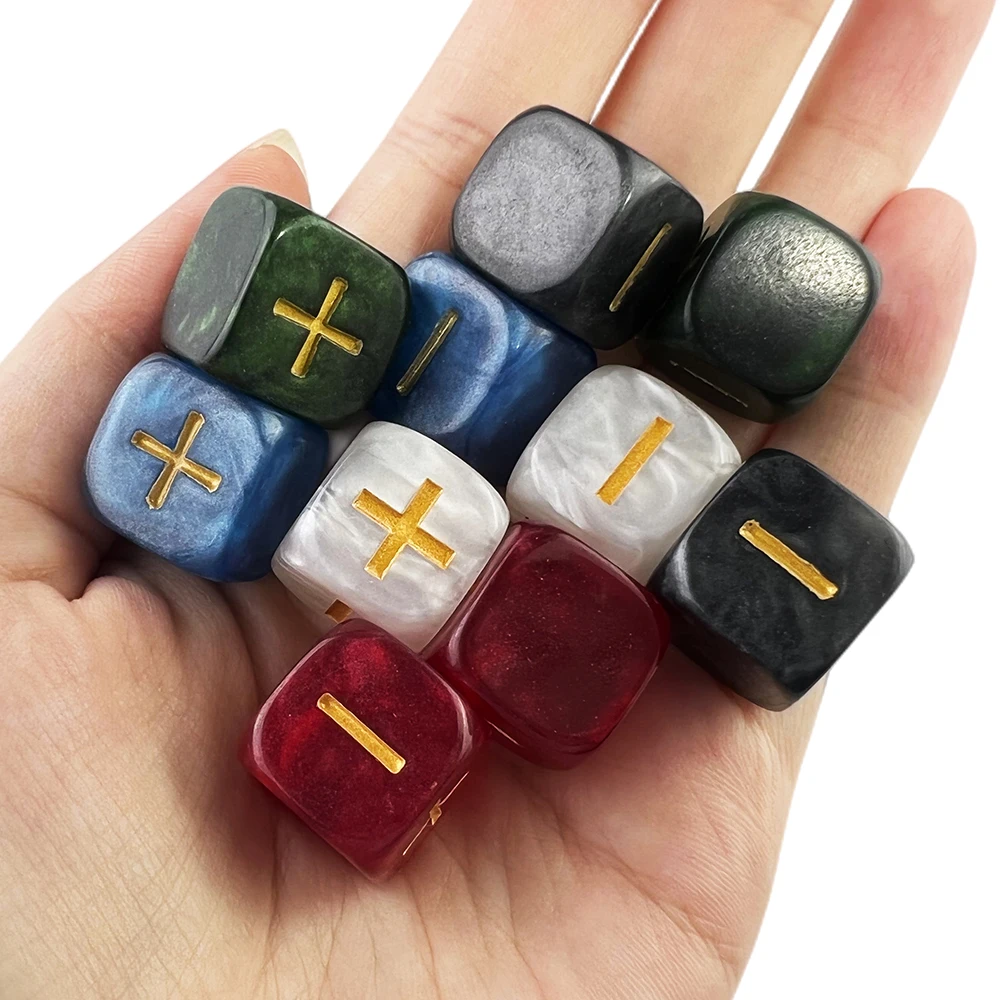 Fate Dice D6 Dice Custom Dice High Quality Resin Dice 10 PCS Set Pearled Effect Golden Symbol For Fate And Fudge Game Board Game