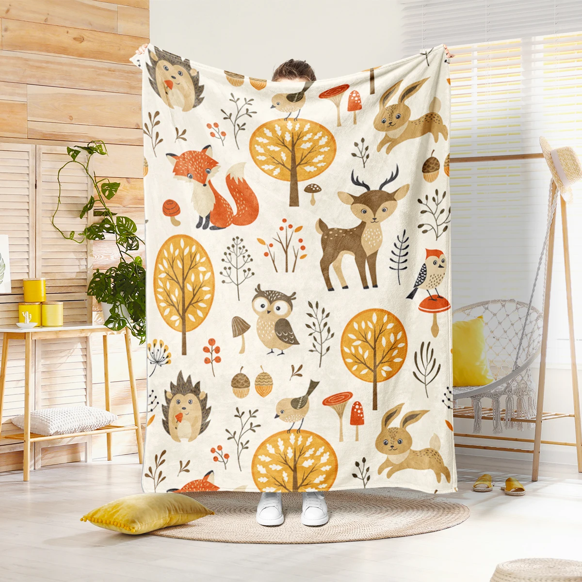 بطانية حيوانات غابة من الفانيلا على الوجهين ، طباعة رقمية ثعلب لطيف ، أريكة ، غطاء تكييف الهواء ، بطانية تخييم ، 1 روض #2