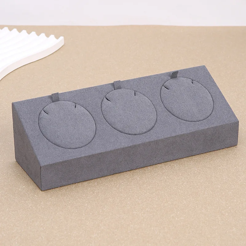 3 Slots Velvet Jewelry Display Stand, Necklace Earring Ring Holder, Jewelry Organizer for Home Retail Jewelry Packaging Display image 3
