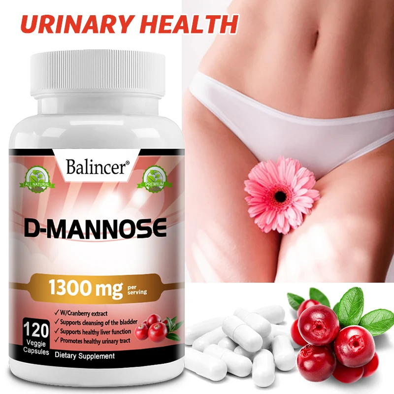 

BALINCER D-Mannose Supplement with Cranberry Extract, Urinary Tract Benefits, Kidney Cleansing, Detoxification, 120 Capsules