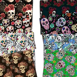 50*145cm Halloween Skull Black Polyester Cotton/Pure Cotton Fabric Tissue Sewing Quilting Needlework Material Curtain Pillow